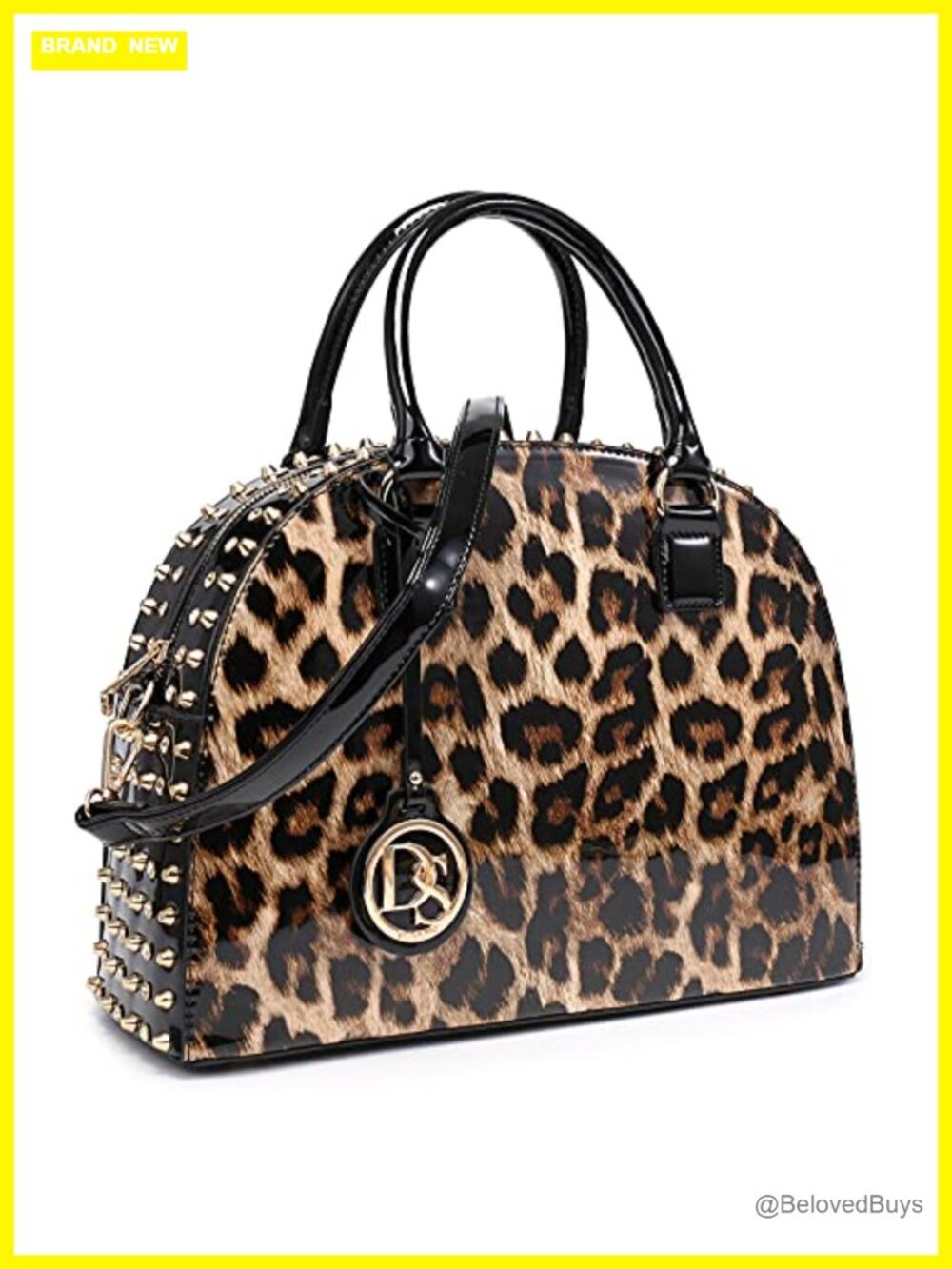 Faux Patent Leather Satchel with Long Strap